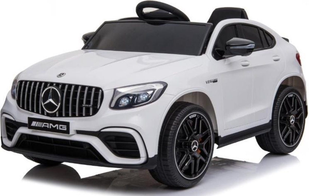 Mercedes Benz GLC 63S V8 - Wit - Softstart - Lederen stoel | Elektrische Kinderauto | Met afstandsbediening